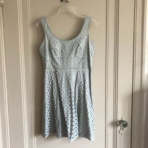 Ann Taylor Loft Eyelet Lace Dress - Light Blue